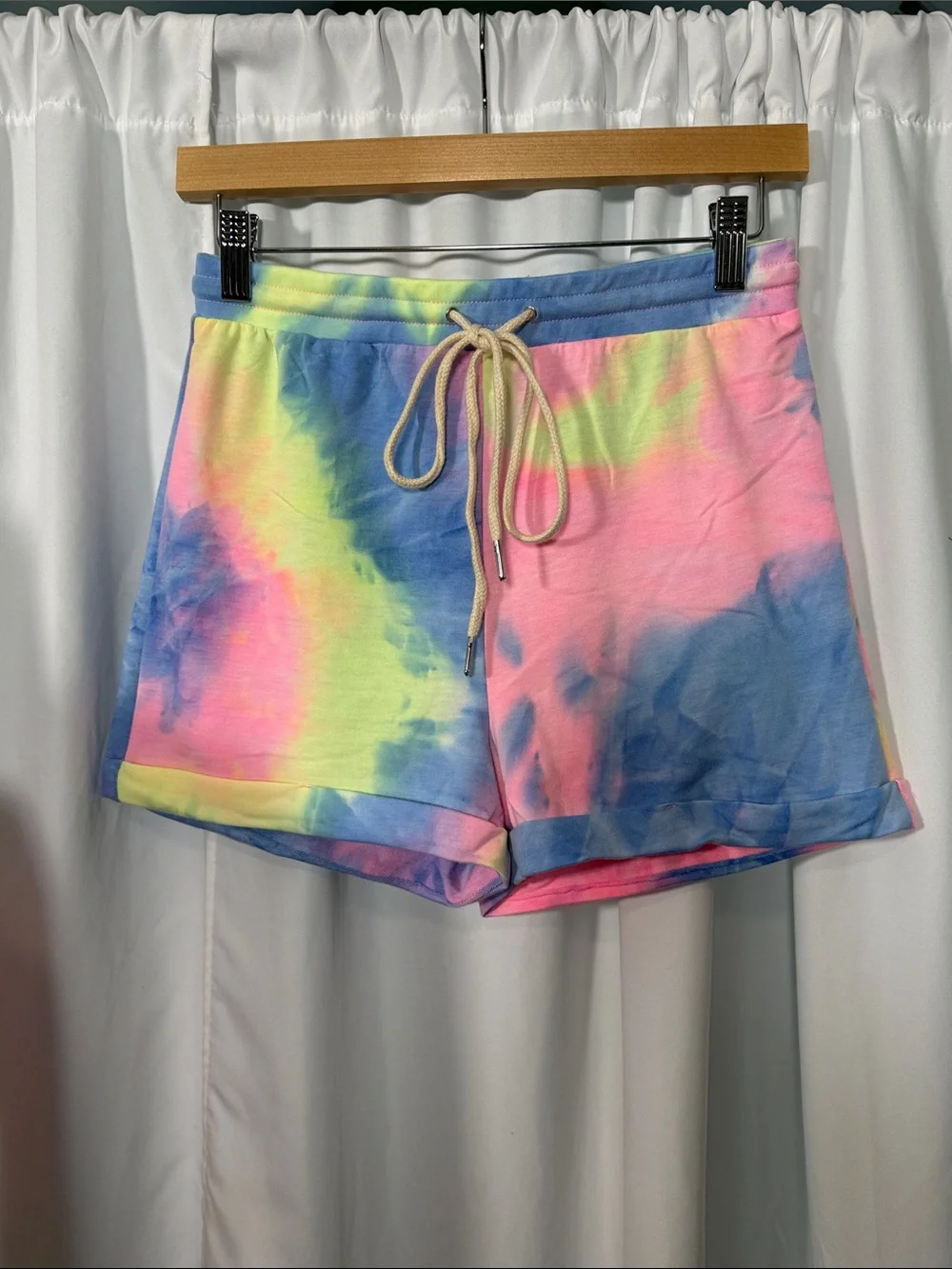 Tie-Dye Hoodie Zip Jacket & Drawstring Shorts Set